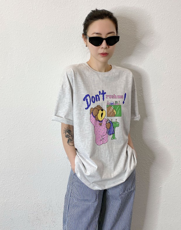 Grey Cartoon Oversized Tee #250320